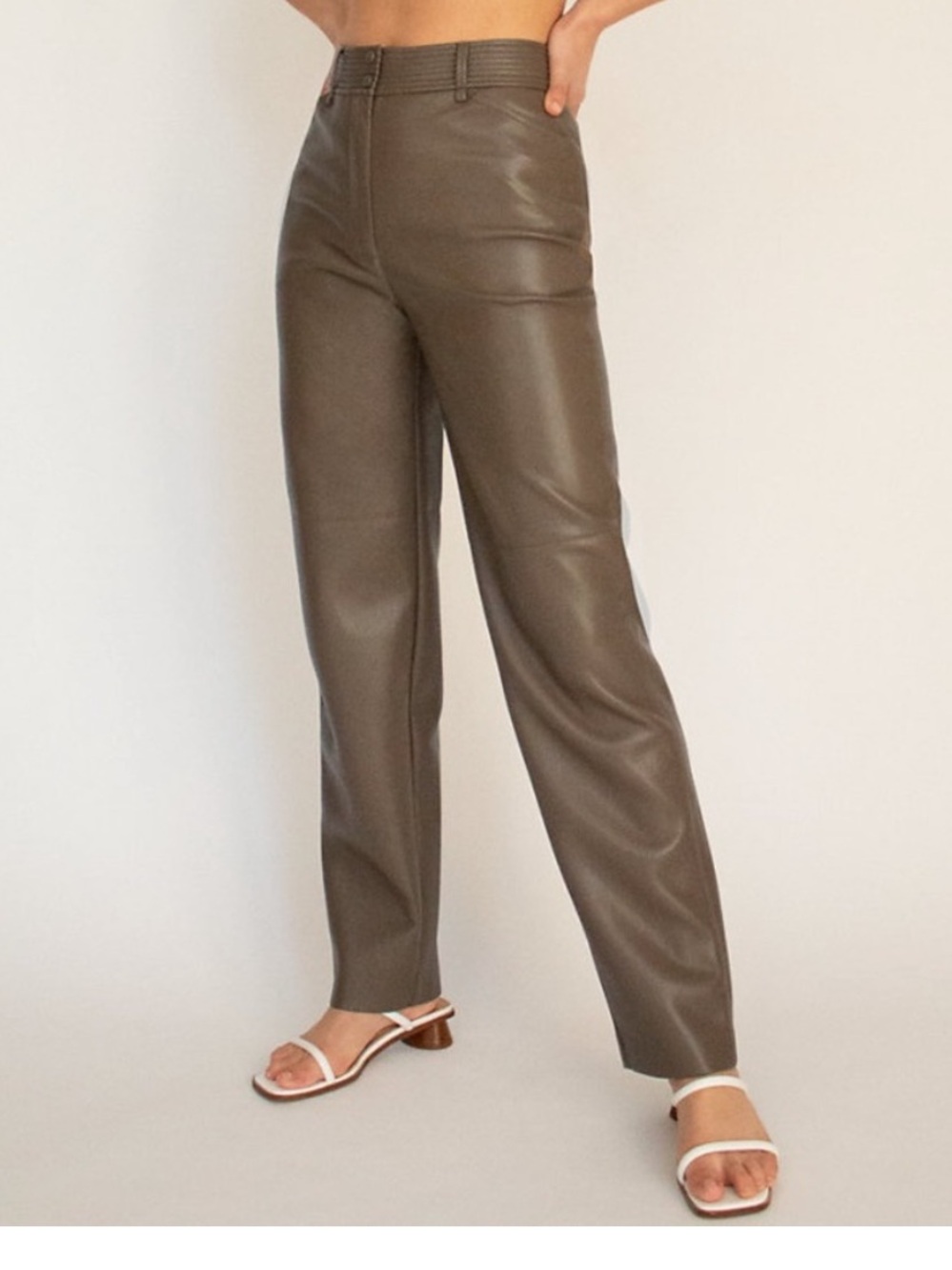 Wilfred Olive Faux Leather Straight Leg Pants